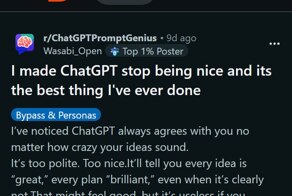 ️Избавляемся от поддакиваний ChatGPT — придумали промпт, отключающий всю бесполезную информацию от бота