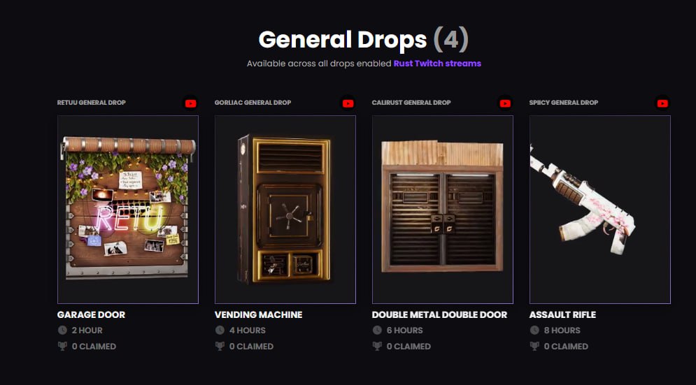 В Rust стартовал новый Twitch Drops — это значит, что можно залутать бесплатные скины за просмотр трансляций по игре