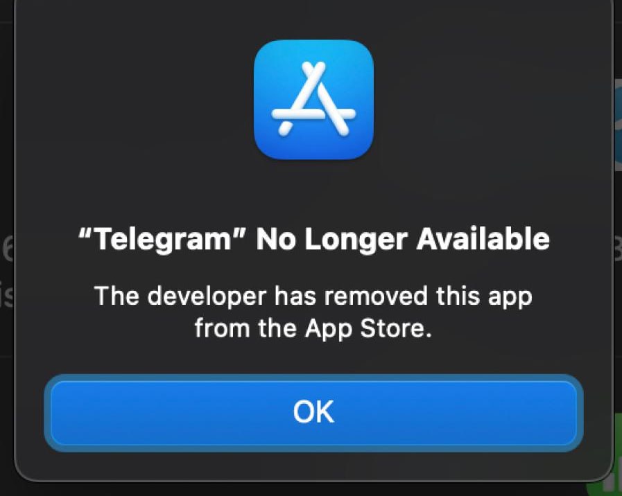 Telegram для macOS исчез из App Store