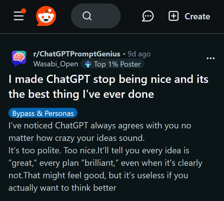 ️Избавляемся от поддакиваний ChatGPT — придумали промпт, отключающий всю бесполезную информацию от бота