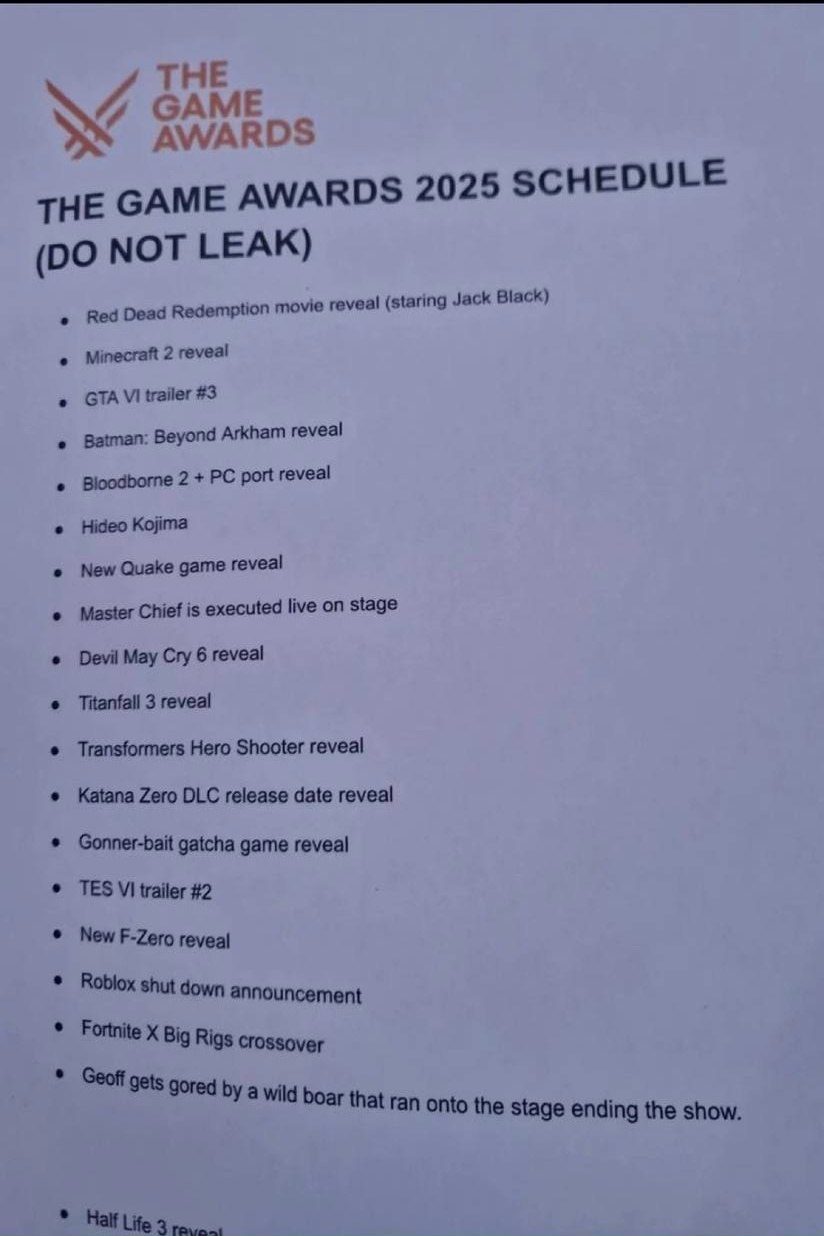 Слиты все анонсы с предстоящей TGA